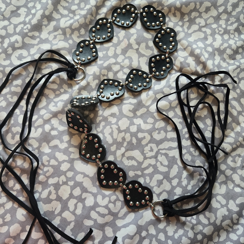 Black Leather Heart Belt